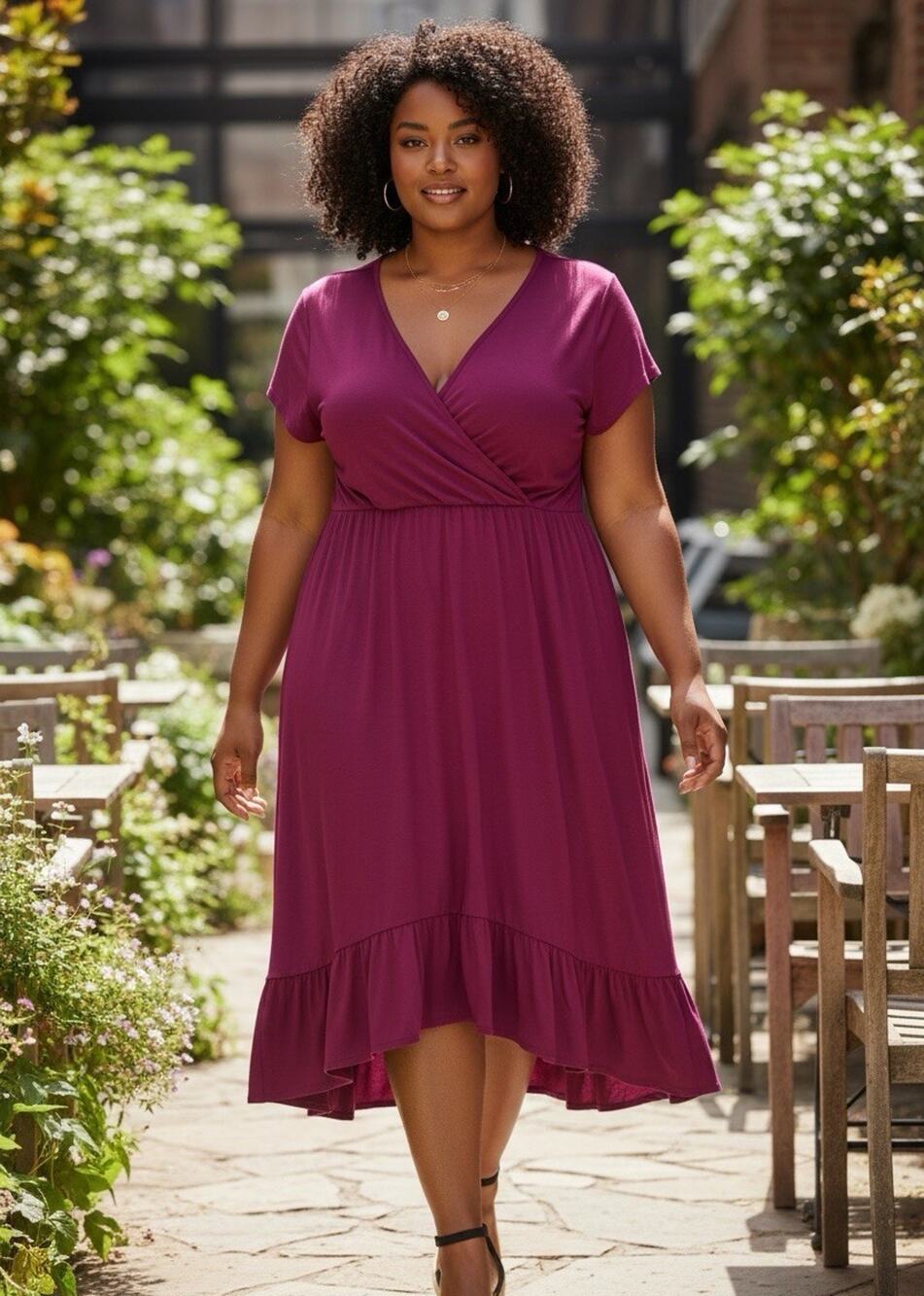 Jessica London NWT 30/32 Burgundy Faux Wrap Midi Dress Plus Size 3X 4X